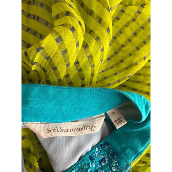 Soft Surroundings Womens Sleeveless Dress size large watercolor floral beaded - Picture 2 of 5